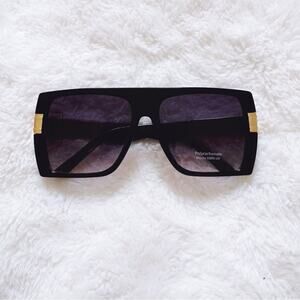 Inez Black Oversized Square Sunglasses